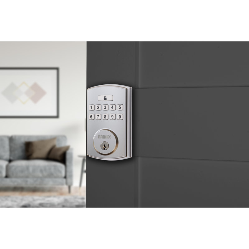 Brinks Electronic Keypad Deadbolt Lock, Satin Nickel