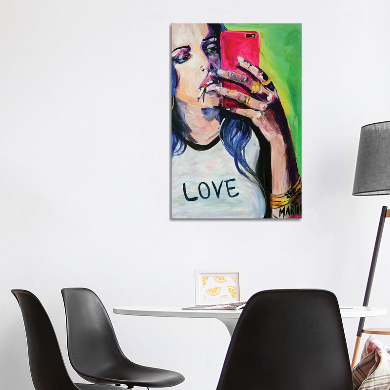 Selfie Queen 1 Piece Wrapped Canvas Painting, 101.6 cm H x 66.04 cm W x 1.91 cm D