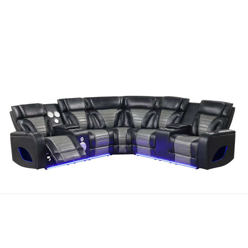 Canapé modulaire en cuir Robin, Noir
