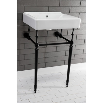 Kingston Brass Edwardian 20-Inch Porcelain Console Sink with Brass Legs (4-Inch, 3-Hole)
