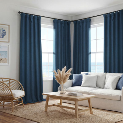 Ottis Faux Linen Room Darkening Curtain Panel