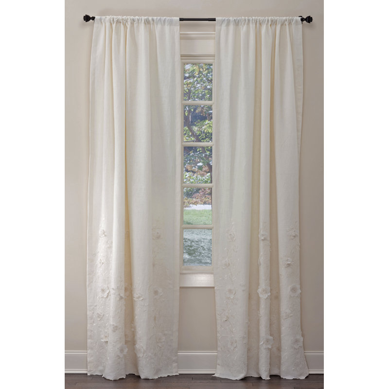 Jardin Room Darkening Curtain, Ivory, 50" W x 108" L