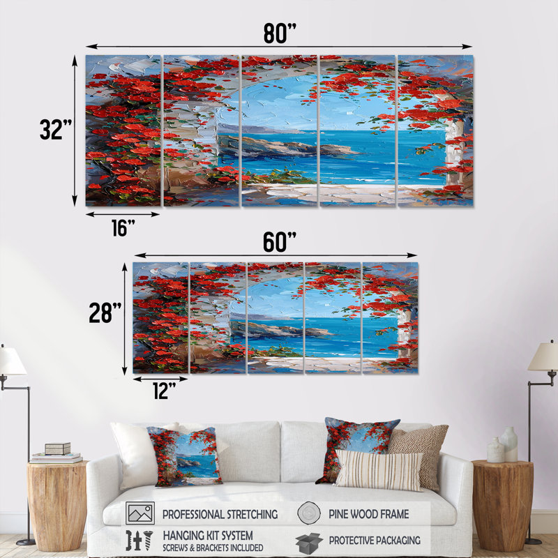 Runyan - Ensemble de 5 décorations murales plage et océan, H 28 po x l 60 po