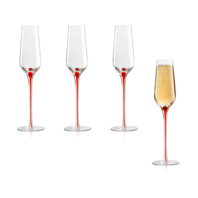 Tempest Red 10 oz. Crystal Flute
