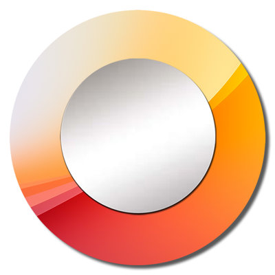 Safet Orange Spectral Slice I - Abstract Shapes Unique Wall Mirror Decor, Orange Large Round Mirror, Printed Metal Art