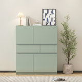 wooden storage cabinet with 4 doors and 2 drawers