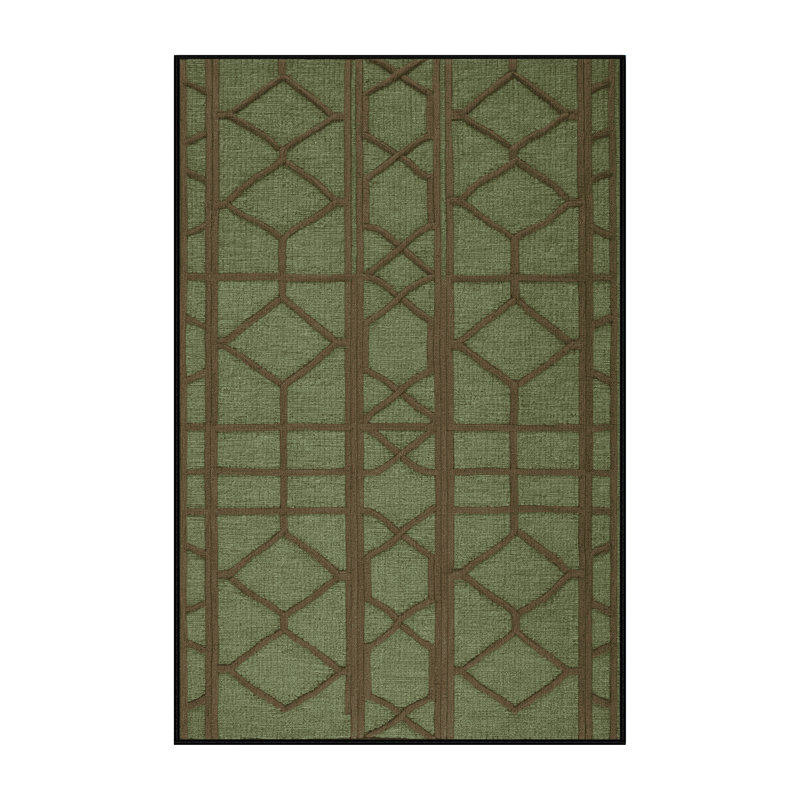 Tapis brun treillis lavable à la machine, Rectangle de 5 pi x 8 pi