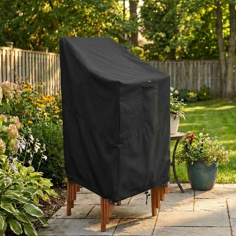 Housse de chaise de patio robuste et empilable de qualité supérieure, Noir