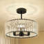 HOMCOM Crystal Ceiling Light Fixture Semi Flush Mount Modern 39 cm Black