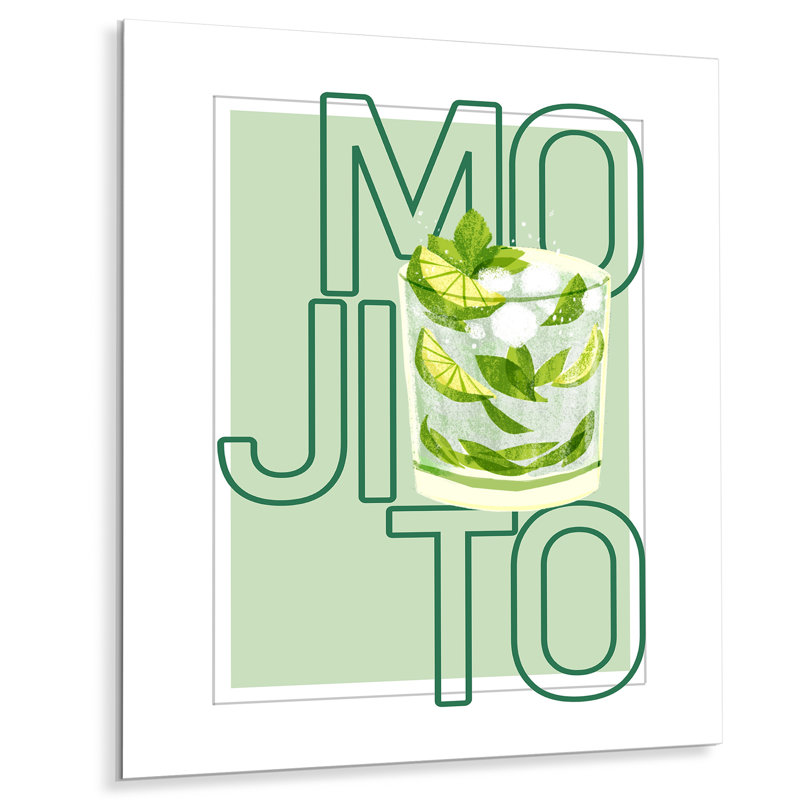 Mojito Traditional Cuban Punch III - Art mural cocktails, Métal métal, H 20 po x l 12 po x P 1 po