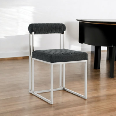 Ensemble de deux chaises d'appoint de salle à manger rembourrées en polyester gris et argent