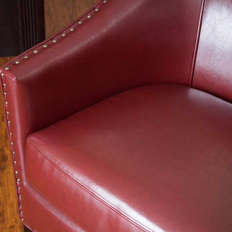 Fauteuil demi-tonneau en polyester d'une largeur de 80,64 cm Aous, Similicuir rouge