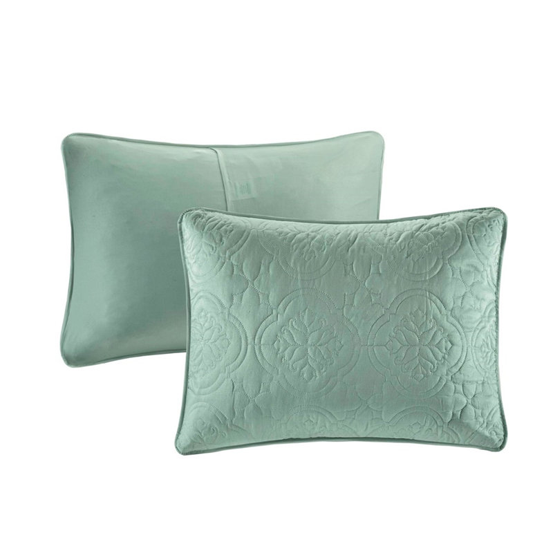 3 Piece Reversible Bedspread Set Seafoam, California King Coverlet + 2 Shams