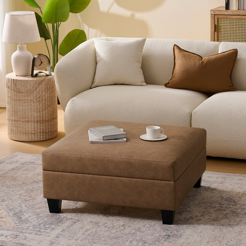 Table basse avec rangement et repose-pieds, Brun selle