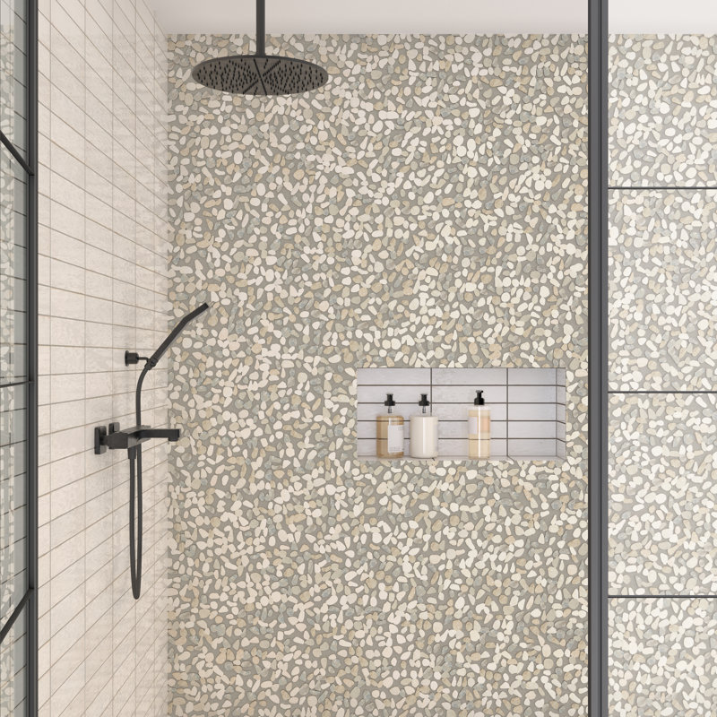 Daltile Pebble Oasis Natural Stone Flat Pebble Mosaic 12" x 12" (11 PC per Carton) (10.78 SQFT per Carton), Seashell