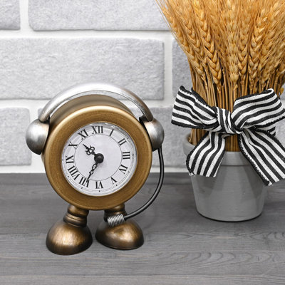 Gold DJ Desk Clock for Bedroom Kids Modern Mantel Small Table Clock