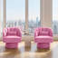 Fauteuil demi-tonneau pivotant en velours avec dossier rayé, fauteuil rond confortable pour le salon et les petits espaces-1137497841-1137497843-1137497852