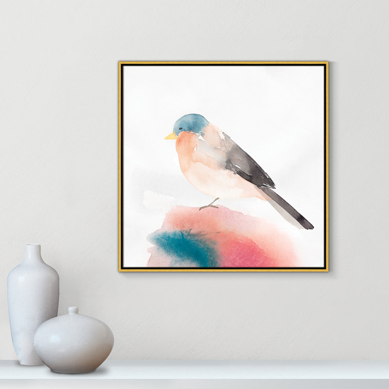 Chickadee II par Casa Fine Arts, Pas de tapis, H 31,5 po x l 31,5 po x P 2 po, Toile encadrée d'or