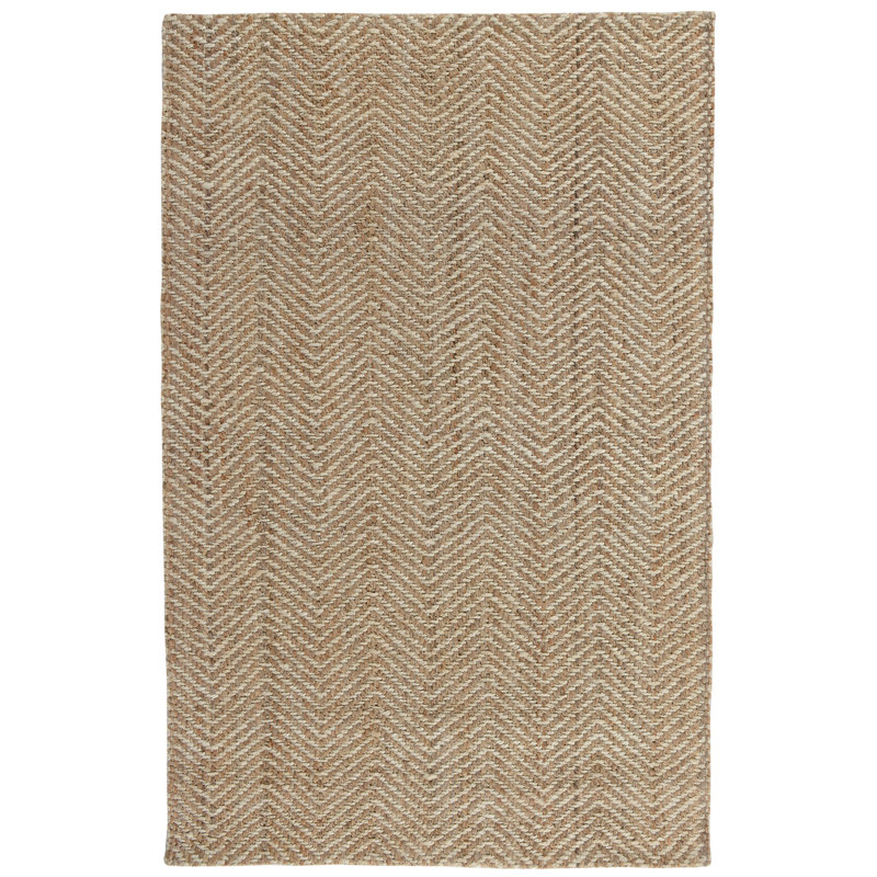 Chevron Handmade Hand Braided Jute Beige Area Rug, Rectangle 2' x 3'