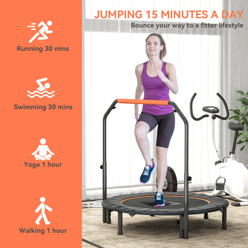 17 Stories 122cm Round Fitness Trampoline, Orange