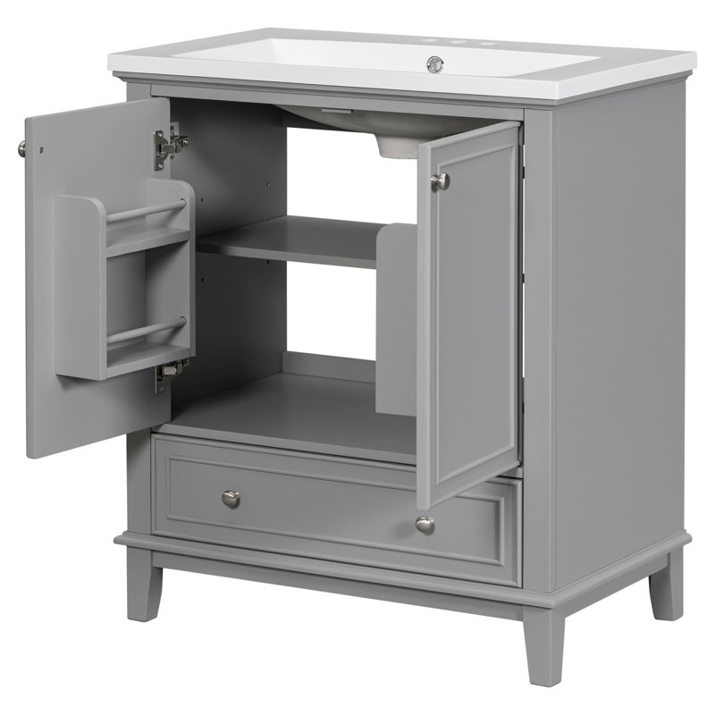 Meuble-lavabo 30 po avec lavabo en céramique, Gris