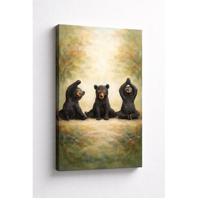 Ours mignon, art mural sur toile, méditation amusante pour enfants, chambre de bébé, salle de jeux, impression sur toile 16 x 24 po