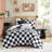 Modern Checkered Full/Queen Comforter , Includes 2 Shams, Pillows, , , , Washable Fabric, Compressed Bedding Shams And Pillows Included, Microfiber Black White Pattern