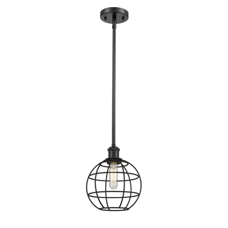 Luminaire suspendu à tige 1 lumière 16 po Ballston Lake Placid, H 10 po x l 8 po x P 8 po, Noir mat