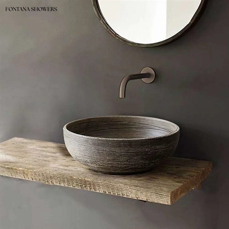 Fontana Vessel Sink and Touchless Wall Motion Sensor Faucet Set