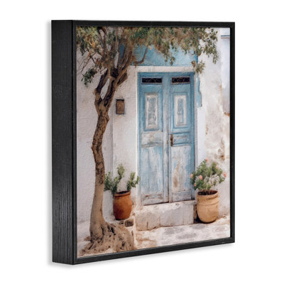 Arbre et porte bleue, estampe numérique encadrée par RileyB