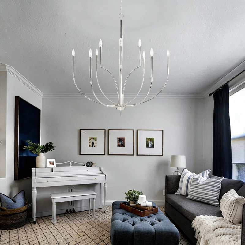 Oversize 43in 9-light Dimmable Satin Nickel Chandelier,classic/tradtional