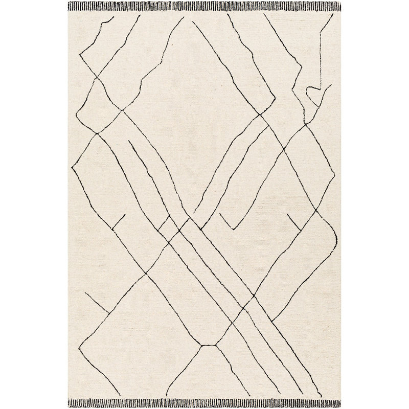 Black Modern Rug, Geometric Stain Resistant Easy to Clean Rug For Living Room, Dining Room, Bedroom, Kitchen