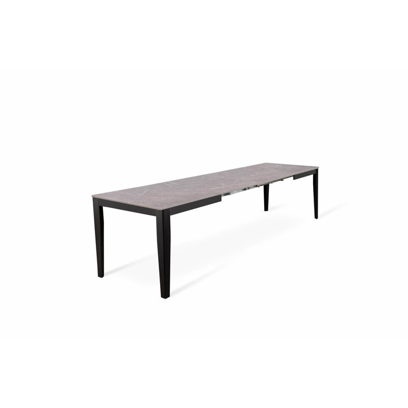 Daja Extendable Oak Rectangular Dining Table, Anthracite, Black