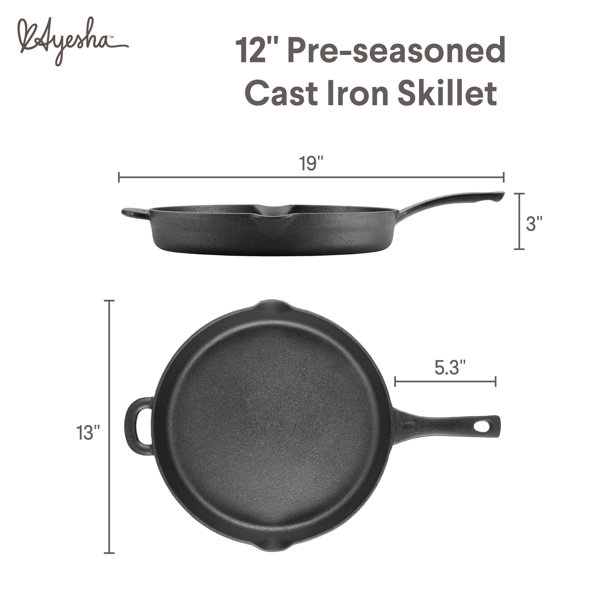 Pre-Seasoned 12.5 Inch Cast Iron Skillet Multipurpose Use by