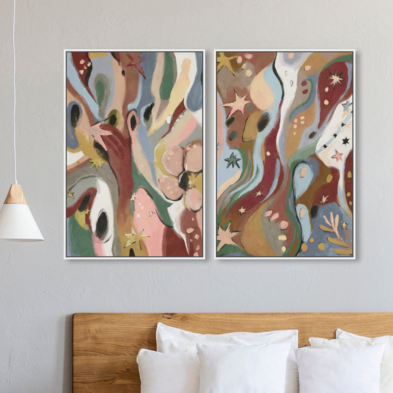 Modern Folk Set Set by Oliver Gal, 110"H x 74"W, White Floater Frame