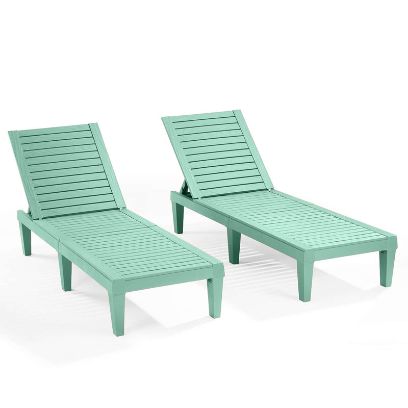 Ensemble de chaise longue d'extérieur en polyrésine imperméable, légère et réglable Nestl, 2, Sage Green