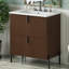 Meuble-lavabo avec lavabo en céramique, rangement à deux niveaux et conception cannelée pour des salles de bain élégantes et fonctionnelles-117168466