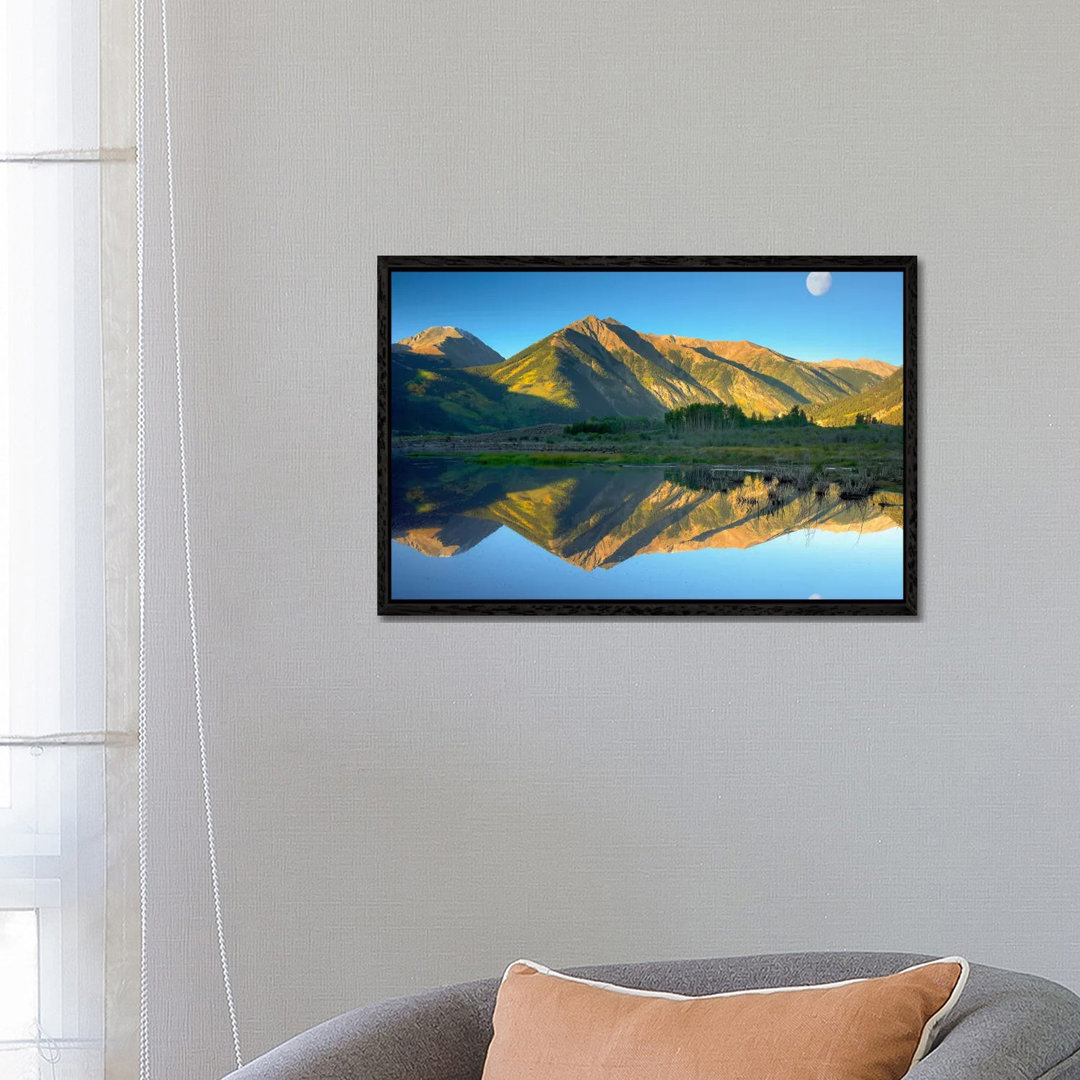 Moon And Twin Peaks Reflected In Lake, Colorado von Tim Fitzharris - Gallery-Wrapped Canvas Giclée on Canvas