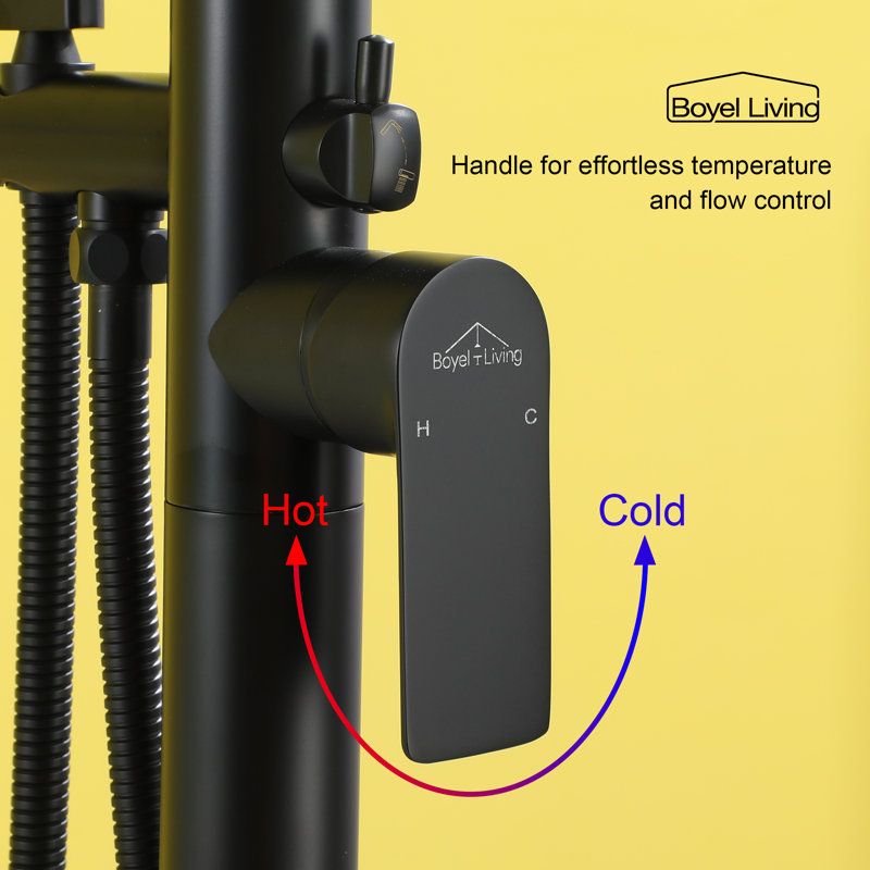 Floor Tub Filler with Diverter, Black