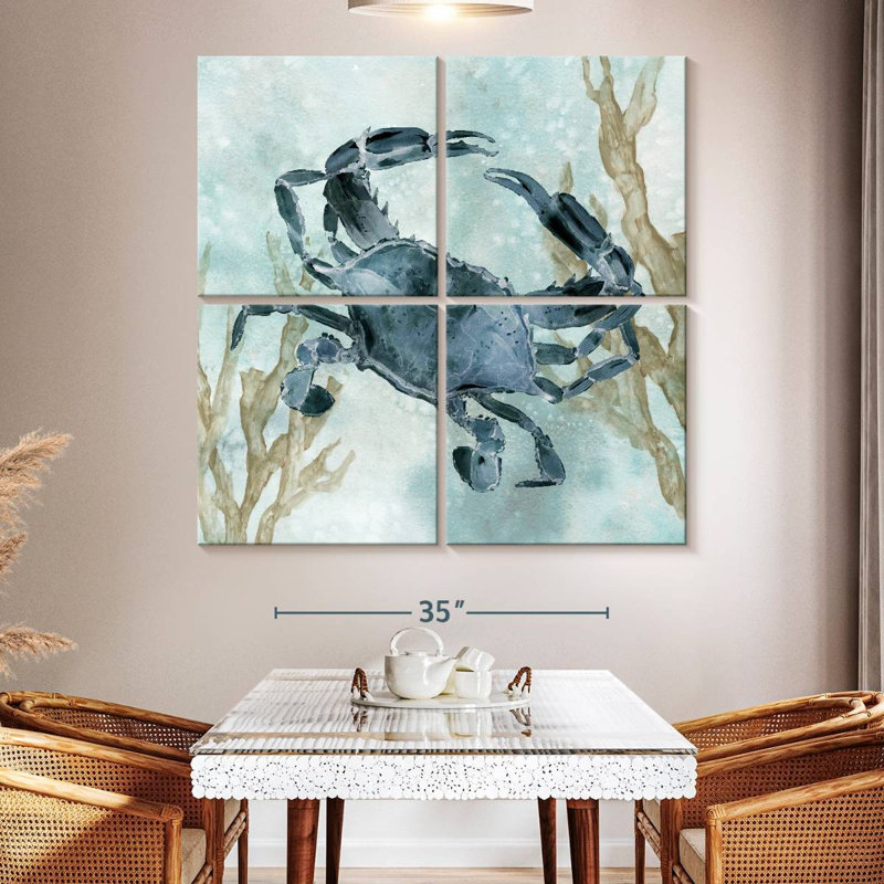 " Navy Crab " 4 - Pieces, 50" H x 50" W x 1.25" D