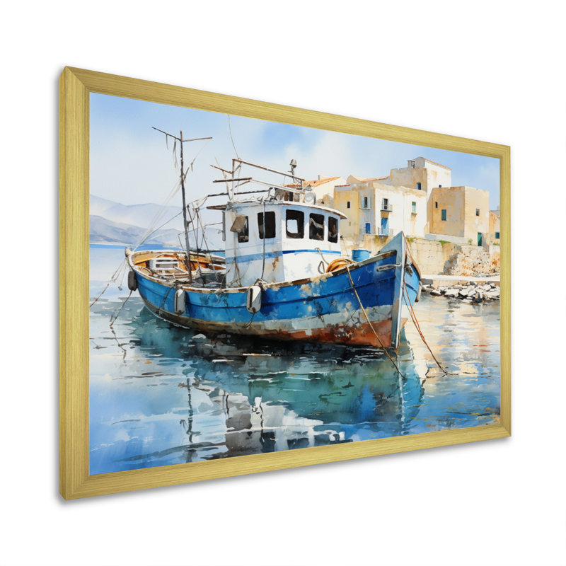 Millbrae, Grèce, île grecque, odyssée III - impression, H 16 po x l 32 po x P 1 po, Cadre doré à une seule photo