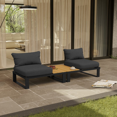 Antjelina 2 - Person Outdoor Loveseat with Cushions & Side Table by Ebern Designs