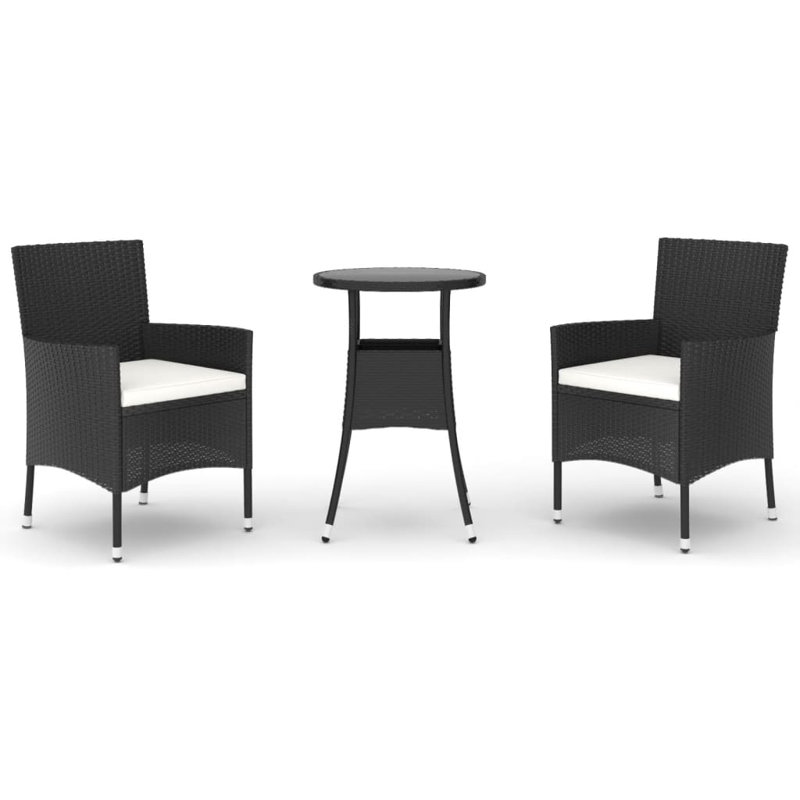 Sanon 2 - Person Patio Dining Set with Round Table , Cushions Included, Black