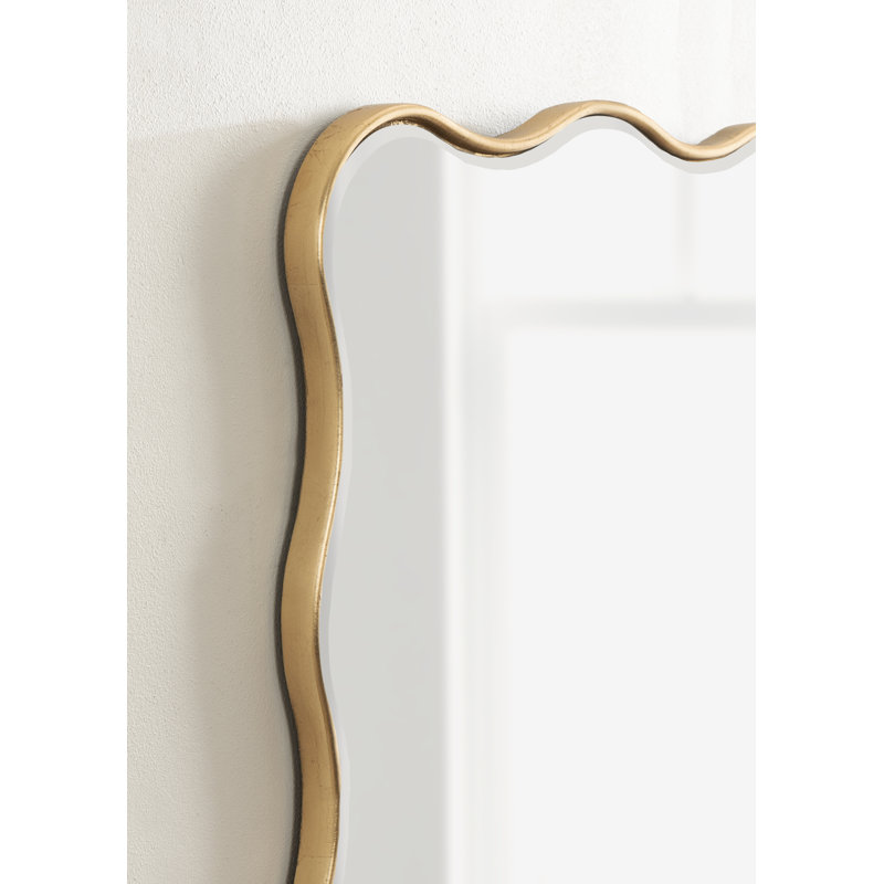 Scalloped Rectangle Bathroom Mirror, Gold, 42" x 24"