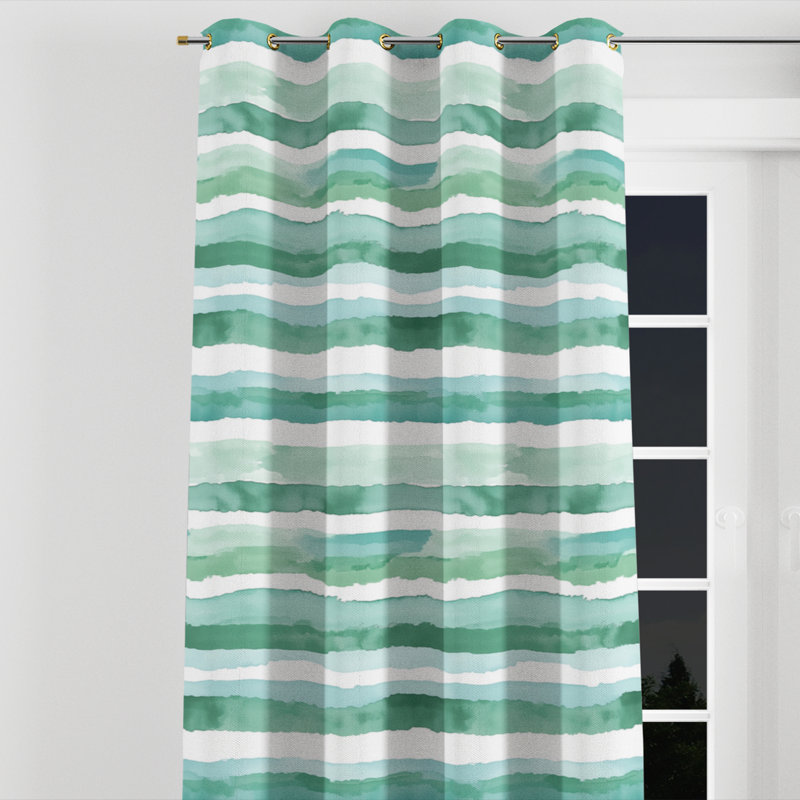 Coastal Velvet Curtains - Green Azier Grommet Curtain - 1 Panel, Gold Grommets, 52" W x 84" L