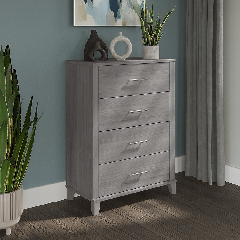 Commode 4 tiroirs Giovanna, Gris platine