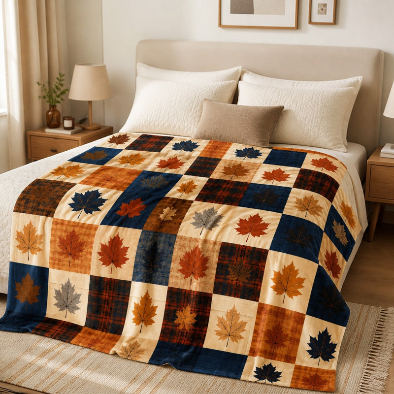 Jeté Cozy Plaid Maple Leaf, Jeté standard (l 50 po x L 60 po)