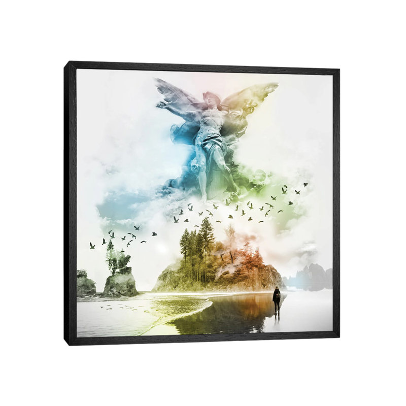 Angel In The Mist by David Loblaw - Print on Canvas, Black Framed, 45.72 cm H x 45.72 cm W