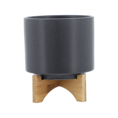 Pot à fleurs 8 "avec support en bois