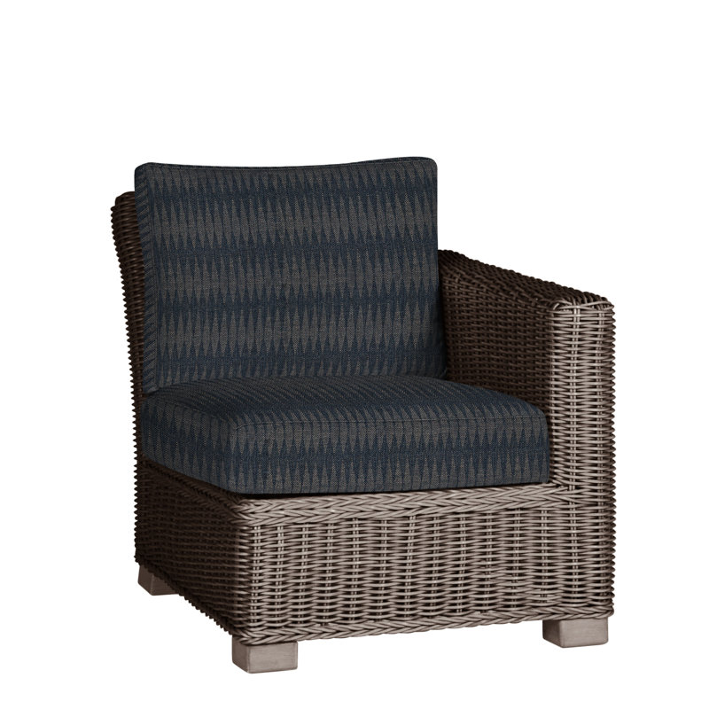 Rustic Patio Lounge Chair with Cushions, Welt, Oyster, Herringbone Sand